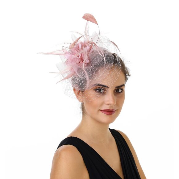 5461 Fascinators Hat Flower Mesh Ribbons Feathers On A Headband And A Clip Tea